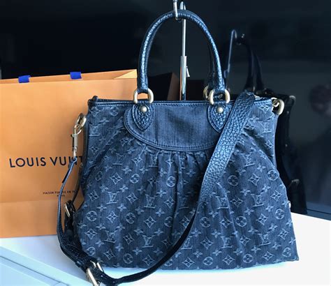 Louis Vuitton Neo Cabby Handbag Denim GM Black 